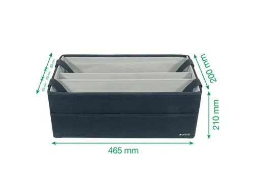Leitz Hot Desking Stoffen opbergtas Fluweel Grijs 46,5x21x20cm
