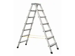 trapladder,NL,beide zijden,2x7aluminium gegroefd,balk L 1,9m,aluminium