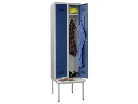 locker met bank,HxBxD 2150x800x500mm,2vak,RAL7035,front RAL5010
