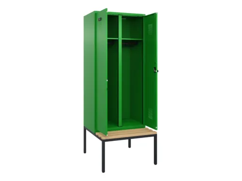locker met bank,voor scheiding van kleding,HxBxD 2120x800x815mm,2vak