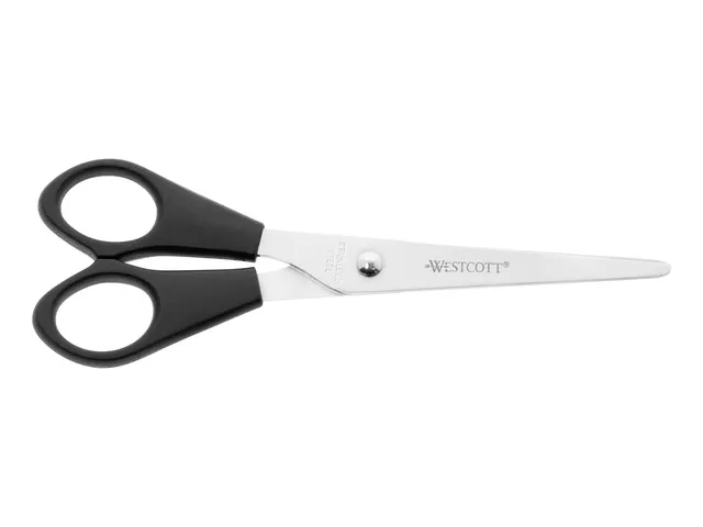 Schaar Westcott Buro RVS linkshandig 15,5 cm kunststof grip in zak