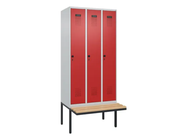 locker met bank,voor scheiding van kleding,HxBxD 2120x900x815mm,3vak