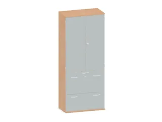 Kantoorkast 1920x800x430mm Decor Romp Beuken Decor Front Lichtgrijs - 1