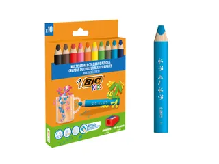 Kleurpotloden BicKids Multi Surface + puntenslijper assorti 10 stuks - 5