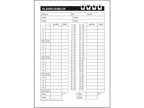Klaverjasblok Expres A5 blok a 50 vel (5 blok)