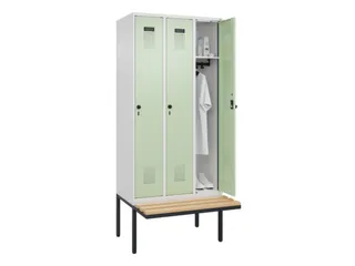 locker met bank,HxBxD 2120x900x815mm,3vak,vak B 300mm,draaigrendel - 1