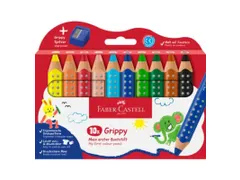 Kleurpotlood Faber-Castell Grippy XXL Jumbo etui 10 stuks en puntensli