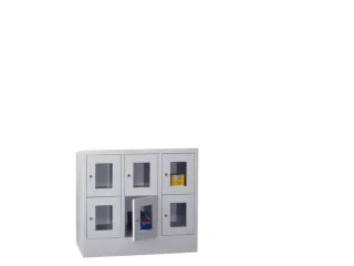 lockerkast,HxBxD 855x900x500mm,3x2vakken,RAL7035,front RAL6011 - 1