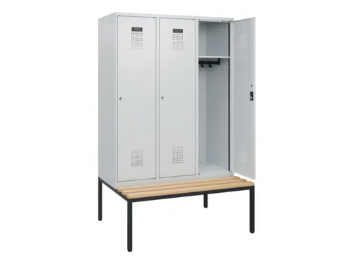 locker met bank,HxBxD 1950x1200x815mm,3vak,vak B 400mm,cilinderslot