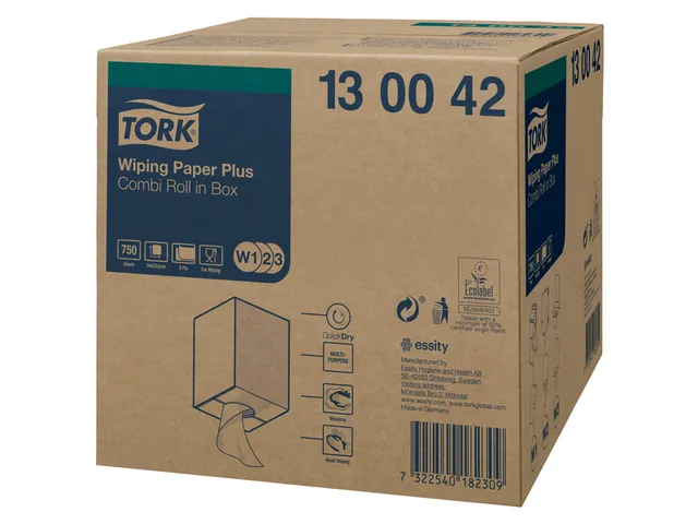 Tork 130042 W1,W2,W3 Plus Poetspapier Premium 2-laags Wit 255m