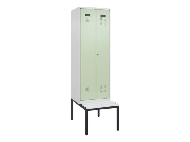 locker met bank,voor scheiding van kleding,HxBxD 2120x600x815mm,2vak