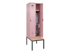 locker met bank,HxBxD 2120x600x815mm,2vak,vak B 300mm,draaigrendel