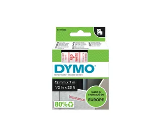 Labeltape Dymo LabelManager D1 polyester 12mm rood op wit - 1