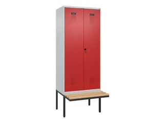 PBM-locker met bank,HxBxD 2120x800x815mm,2vak,vak B 400mm,draaigrendel - 2
