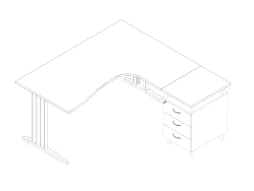 bureauset bureau staand ladeblok rechts 730x1600x1650mm C-voet wit