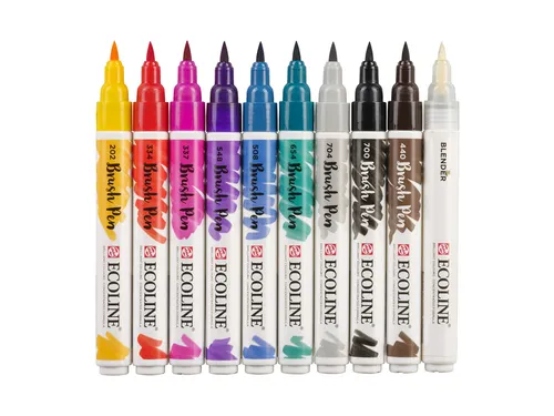 Brushpen Talens Ecoline Handlettering blister à 10 stuks assorti
