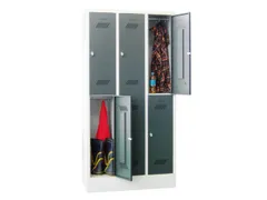 dubbeldekse locker,HxBxD 1850x900x500mm,3x2vak.,RAL7035,front RAL5010