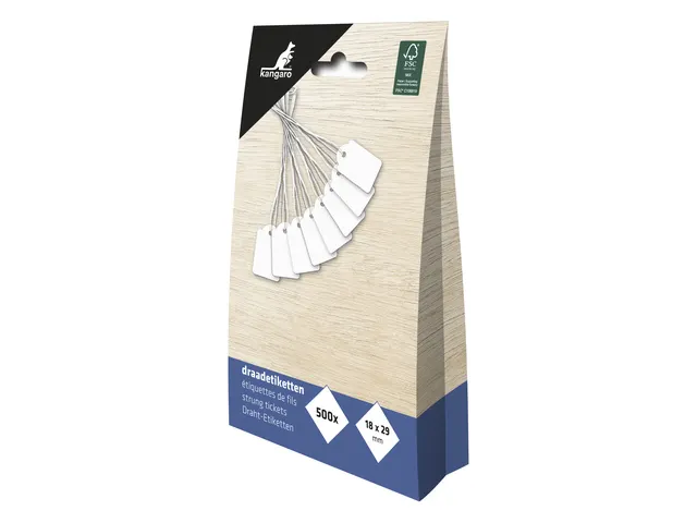 Draadetiket Kangaro 18x29mm wit doos a 500 stuks