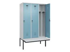 locker met bank,voor scheiding van kleding,HxBxD 2120x1200x815mm,3vak