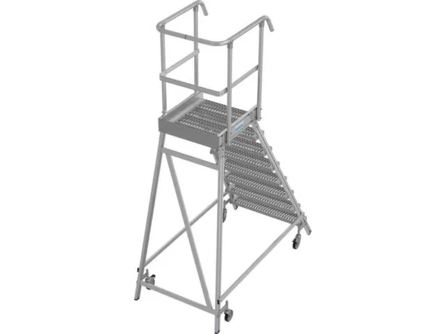 escalier mobile,roulant,estrade H 1,95m,8marches a. revêtement R13,al