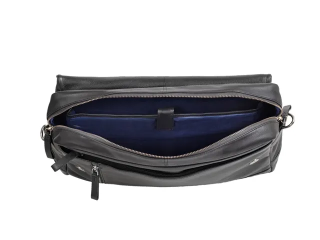 Laptop aktetas Alassio ORO. Zwart leer.