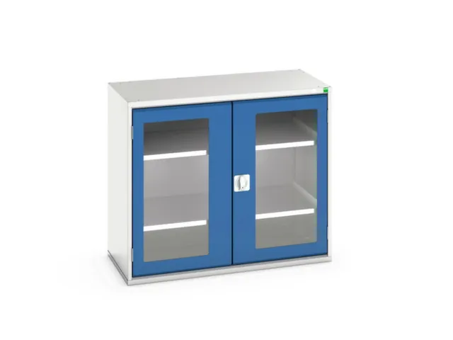 vitrinekast 900x1050x550mm 2xStalen bodem romp RAL7035 front RAL5010