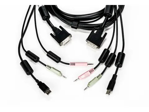 Vertiv Avocent CBL0118, 1,8 m, USB, USB, DVI-I, Zwart, USB