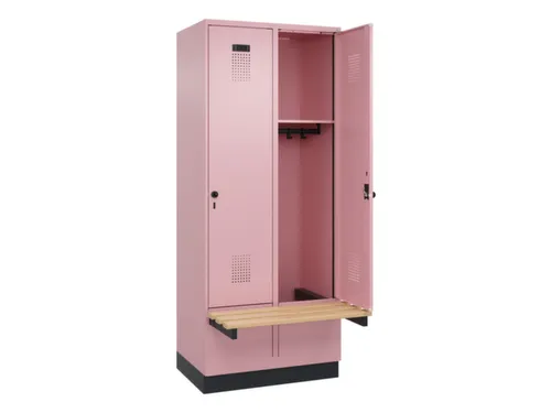locker met bank,HxBxD 1950x800x815mm,2vak,vak B 400mm,draaigrendel