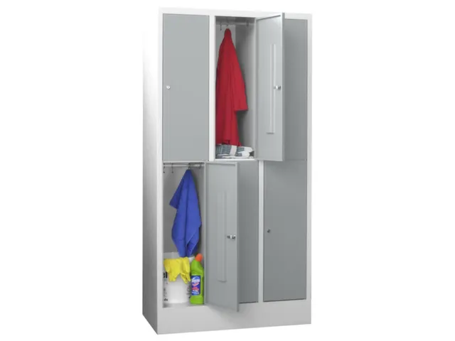 lockerkast,HxBxD 1850x900x500mm,3x2vakken,RAL7035,front RAL6011