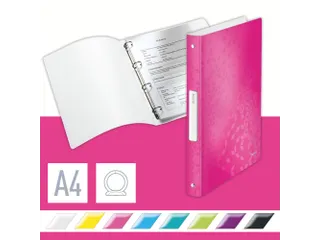 Ringband Leitz WOW A4 4-rings O-mech 25mm PP roze - 2