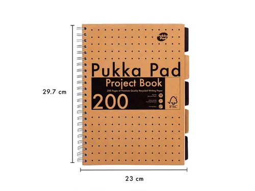 Projectboek Pukka Pad Kraft A4 lijn 5-tabs 200 pagina's 80gr