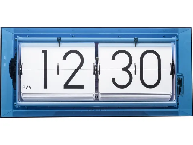 Tafel/wandklok NeXtime Big Flip 36x17x8.5cm acryl blauw