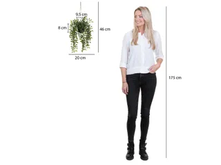 Kunstplant Mica Ficus hangend in pot groen 20x46cm - 12