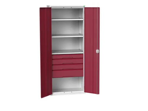universele kast,HxBxD 2000x800x550mm,3xStalen bodem,4lade(n)