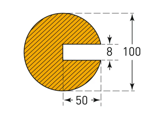 profielbescherming,cirkel,LxØ 1000x100mm,EVAC-schuim,geel/zwart