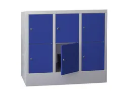 lockerkast,HxBxD 855x900x500mm,3x2vakken,RAL7035,front RAL5012