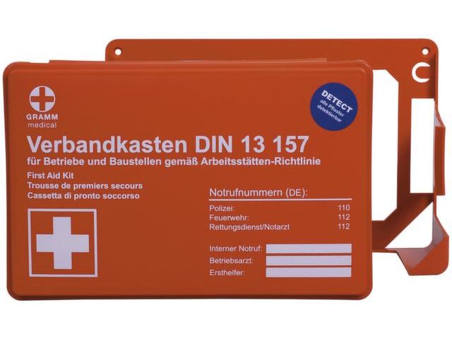 mallette de secours pour entreprise DIN 13157 plastique orange