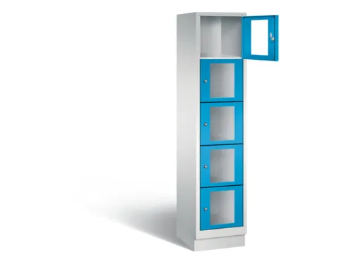 Lockerkast 1800x420x500mm 1x5 vakken Cilinderslot, Sokkel, RAL5012