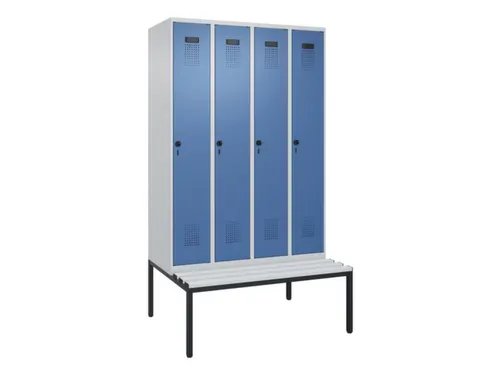 locker met bank,voor scheiding van kleding,HxBxD 2120x1200x815mm,4vak