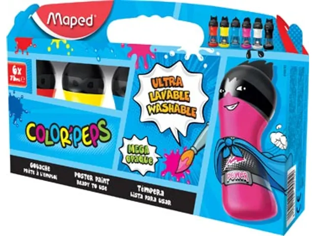 Color'Peps plakkaatverf, 6 flacons van 75 ml