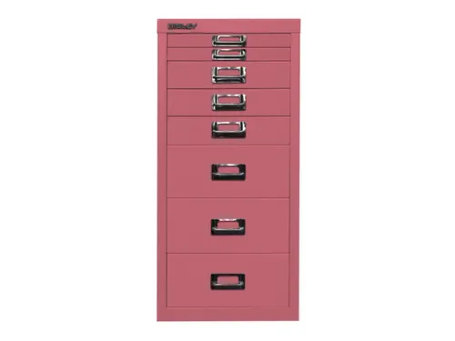 kantoor-ladekast HxBxD 590x279x380mm 8 laden romp + front pink staal