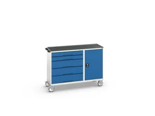 montagetafel 965x1300x550mm staalblad 5 laden kast front RAL5010 - 1
