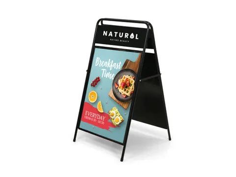 A-Bord Elegant Staal met Logopaneel 50x70 cm zwart