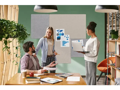 BOARD-UP akoestisch prikbord 75x100cm licht grijs