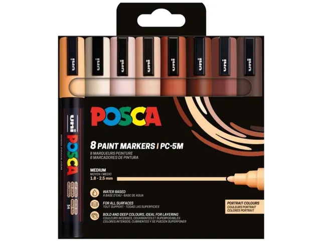 Uni Posca paintmarker PC-5M 18 - 25 mm ronde 8 stuks