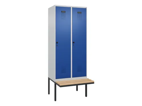 locker met bank,HxBxD 2120x800x815mm,2vak,vak B 400mm,draaigrendel