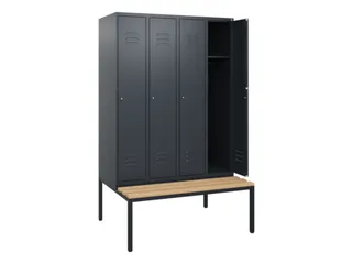locker met bank,HxBxD 1950x1200x815mm,4vak,vak B 300mm,cil.-slot - 2