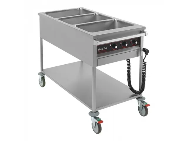 Max Pro Bain marie wagen RVS 3x 1/1 GN 200mm