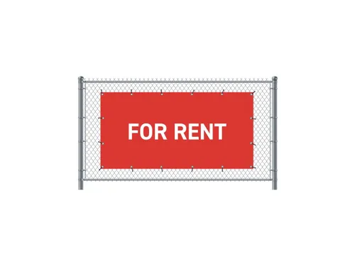 Hekwerkbanner 200x100 cm Rood met Engelse Print FOR RENT