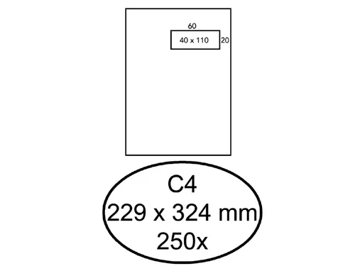 Envelop Quantore C4 Venster Rechts 40x110mm Zelfklevend Wit